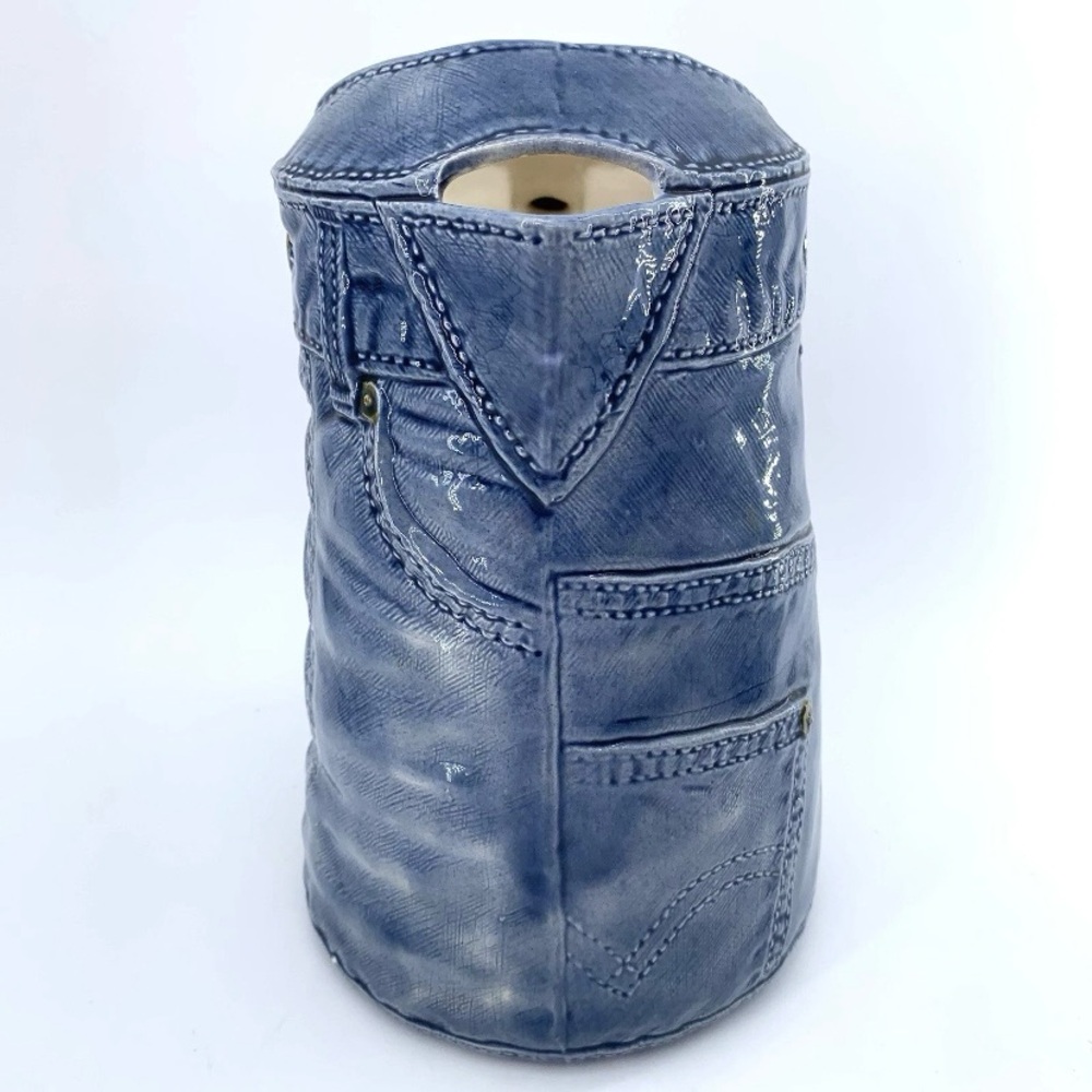 Vintage Sittre Blue Jean Ceramic Pitcher 9” Novelty - Picture 3 of 13